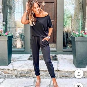 Michael Stars off the shoulder jumpsuit